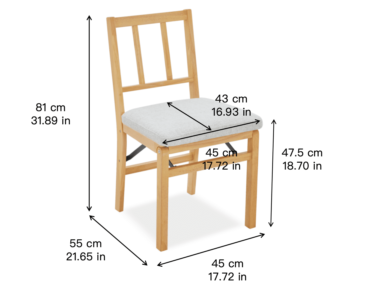 Mainstays Basic Folding  Fabric Chair 2PK-Wheat