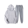 thumbnail image 1 of Innerwin Hoodies And Sweatpant Set Solid Color Mens Tracksuit Winter Hooded Warm 2 Piece Hoodie Light Gray L, 1 of 8