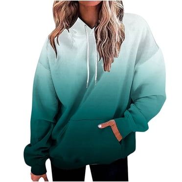 Meichang Oversized Hoodies for Women Graident Long Sleeve Lounge Sweatshirts Drawstring Loose Fit Pullover Tops Comfy Hoodies with Pocket