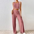 thumbnail image 2 of Yuyuzo Lounge Set pour les Femmes Sans Manches Col Rond Crop Top et Pantalon Taille Haute 2 Pièces Chandail Ensemble, 2 of 6