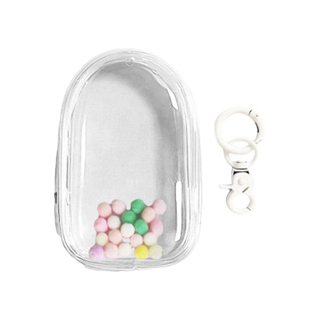 MERIGLARE Clear Figure Display Bag with Keychain Mini Doll Storage Bag for Mini Figure White Round