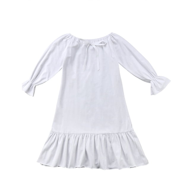 POINTERTECK Toddler Girl Princess Party Cotton Ruffle Longuette Nightgown Dress