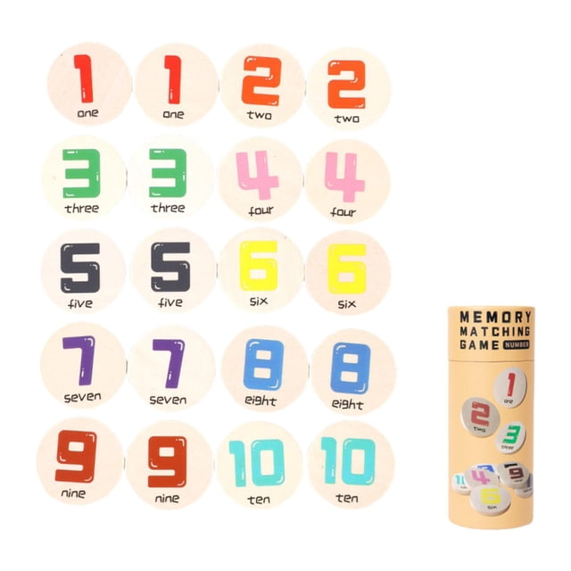 TISHITA Kids Memory Game, Matching Toys, Development Early Learning, with 20 Wood Cards, Educational Toys for Birthday,Travel Age 3-6 Number Pattern