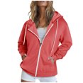 thumbnail image 1 of Timegard Zip up Hoodies for Women Long Sleeve Sweatshirt Fall Winter Solid Color Comfy Jacket with Pockets, 1 of 6