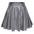 thumbnail image 1 of Women Mini Skort Metallic Sparkly Shiny Flared Pleated A Line High Waist Stylish Wear, 1 of 2