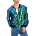 thumbnail image 4 of VESTES CHIC pour HOMMES à Manches Longues Zippées Veste Bomber Pailletée Vert G, 4 of 7
