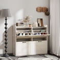 thumbnail image 2 of HOMCOM 4 Flip Drawer Shoe Cabinet, Slim Shoe Storage Cabinet, White Oak, 2 of 10