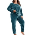 thumbnail image 2 of Ounisa Women Plus Size Pajama Set, Long Sleeve Button-Down Soft Comfy Two-Piece Sleepwear Lounge Set, 2 of 5