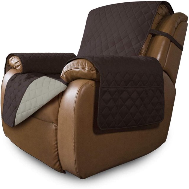CHOK 2024 Reversible Water Resistant Recliner Cover with Elastic Straps Gray/Light Gray