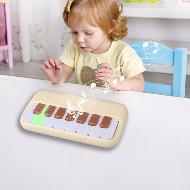 Educational Toys Montessori Learning Toys, Handheld Color Light Mini 15 Key Electronic Piano Parent-child Interactive Toy Musical Instrument Boys and Girls Holiday Birthday Gif