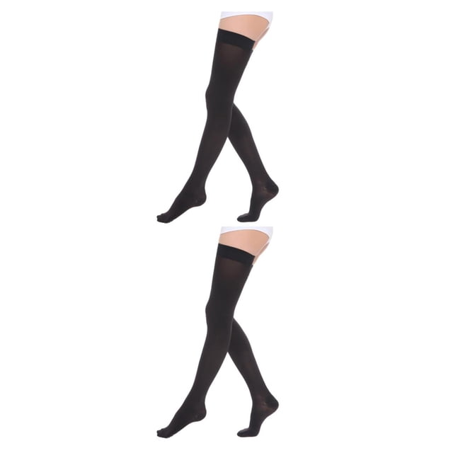 maskred Soft And Comfortable Tights High Stocking Stretchy Warm Fashionable Easy To Wear Nylon Compression Stockings Toe wrapping - black L 2Set