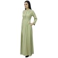 thumbnail image 2 of Bimba Robe Jilbab Unie à Manches Longues pour Femme, Col Mandarin, avec Poches, 2 of 6