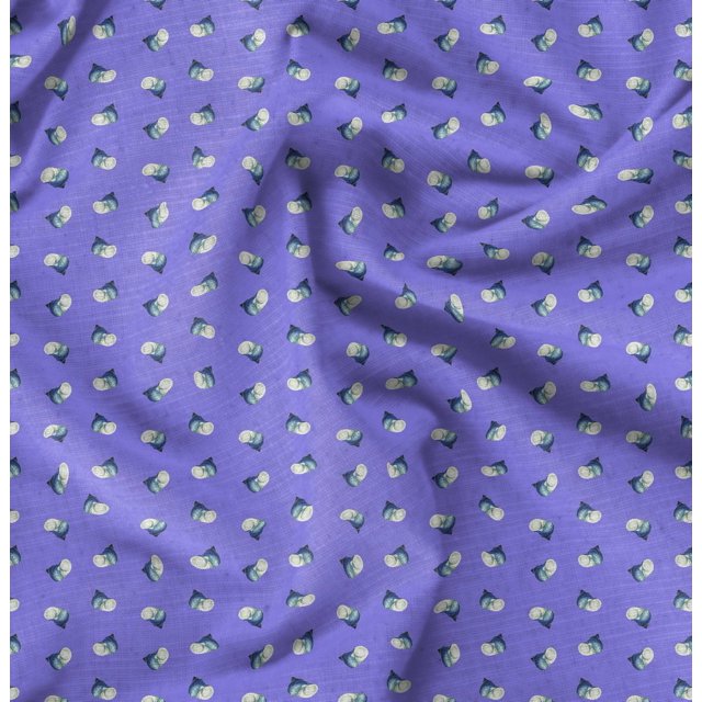 Soimoi Purple polyester Crepe Fabric Shells Ocean Print Fabric by Yard 42 Inch Wide