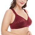 thumbnail image 2 of Wingslove Women's Full Coverage Plus Size Bra Non Padded Wireless Minimizer Bra, Wine Red 46D, 2 of 7