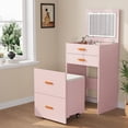 thumbnail image 1 of 3-in-1 Small Vanity Desk with Mirror & Adjustable LED Lights - Compact Dressing Table Set with Storage - Ideal for Girls' Bedroom, Apartment, 1 of 8
