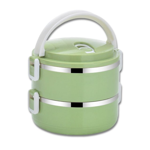 Stackable Stainless Steel Food Container Leakproof Adult Kids Large Lunchbox Pink 2 layer