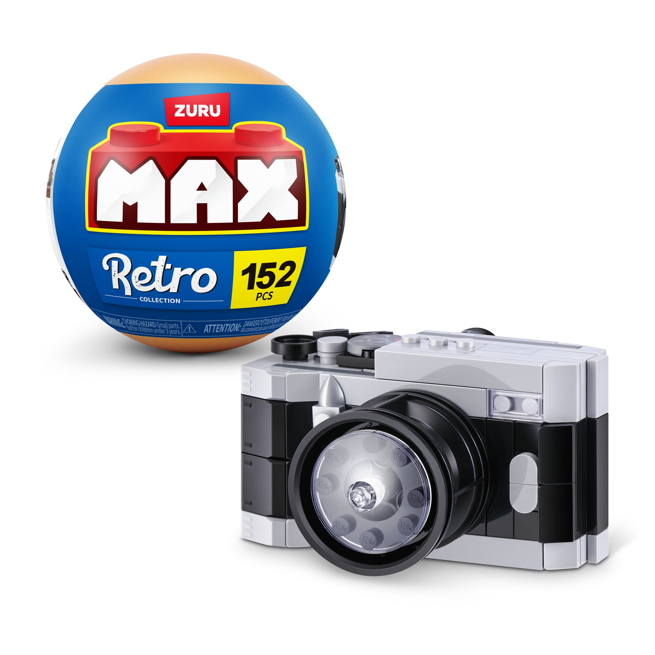MAX Build More Premium Retro Series 2 (Camera) by ZURU : Jouet déballage avec mini briques à collectionner, jusqu'à 188 pièces, 4 designs à construire. Pour enfants, préados, adultes, dès 8 ans.