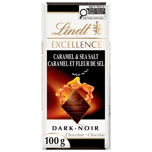 Lindt EXCELLENCE Caramel & Bar au chocolat noir au sel de mer, 100 Grams