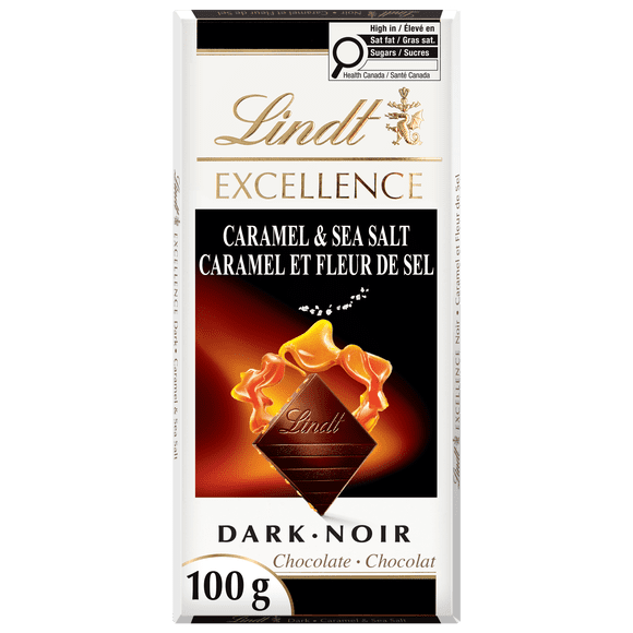 Chocolat noir Lindt EXCELLENCE Caramel et fleur de sel – Barre (100 g)