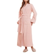 WRKEKC Robes for Women Fall Winter Thickened Fleece Lined Striped Flannel Long Robe Womens Sleepwear Bathrobe