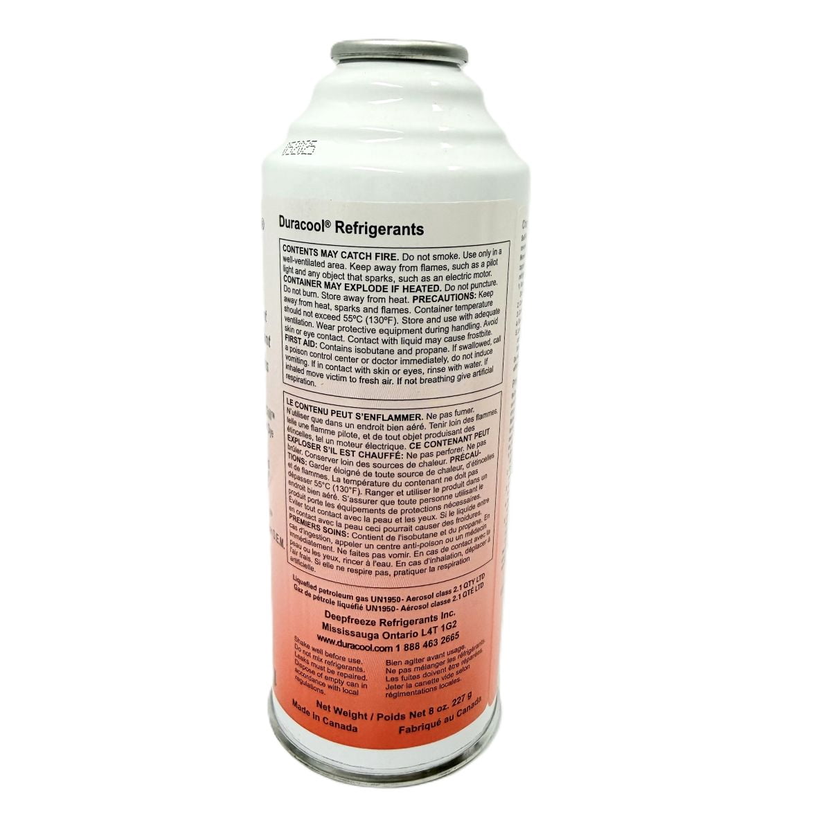 Duracool® 12a-yf Mobile A/C Replacement Refrigerant 8 OZ. Can for 1234yf Systems. (12a-yf hose # YF3015) required installation)