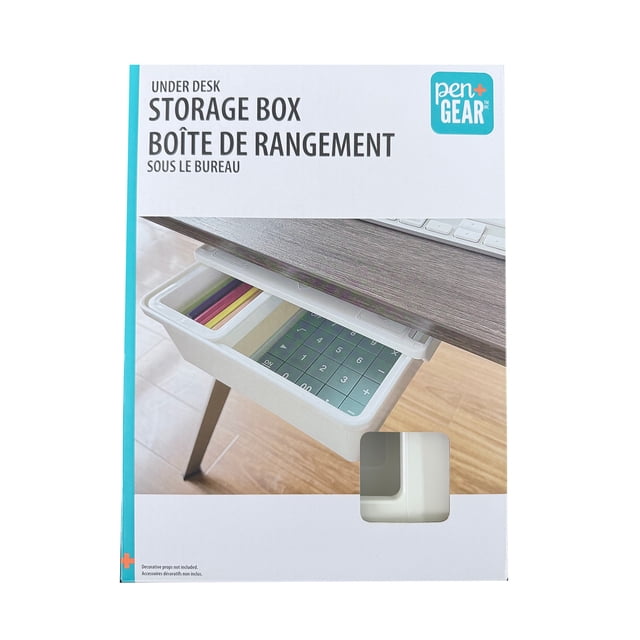 Pen+Gear, Under Storage Box, White Plastic for Home and Office Storage