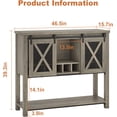 thumbnail image 2 of Coffee Bar Cabinet with Storage - Sideboard Buffet Storage Cabinet, Farmhouse Wine Bar Cabinet, Liquor Cabinet Bar Equipped with Wine Glass Rack, Ideal for Home, Kitchen, Dining, Living Room-Grey, 2 of 8