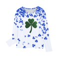 thumbnail image 4 of LWFFDAW T-Shirts pour Filles Enfants Fête de la Saint-Patrick Manches Longues Col Rond Chandail Tops Paillettes Trèfle Graphiques Quatre Feuilles T-Shirts Irlandais Chanceux Taille 3 Ans Bleu, 4 of 4