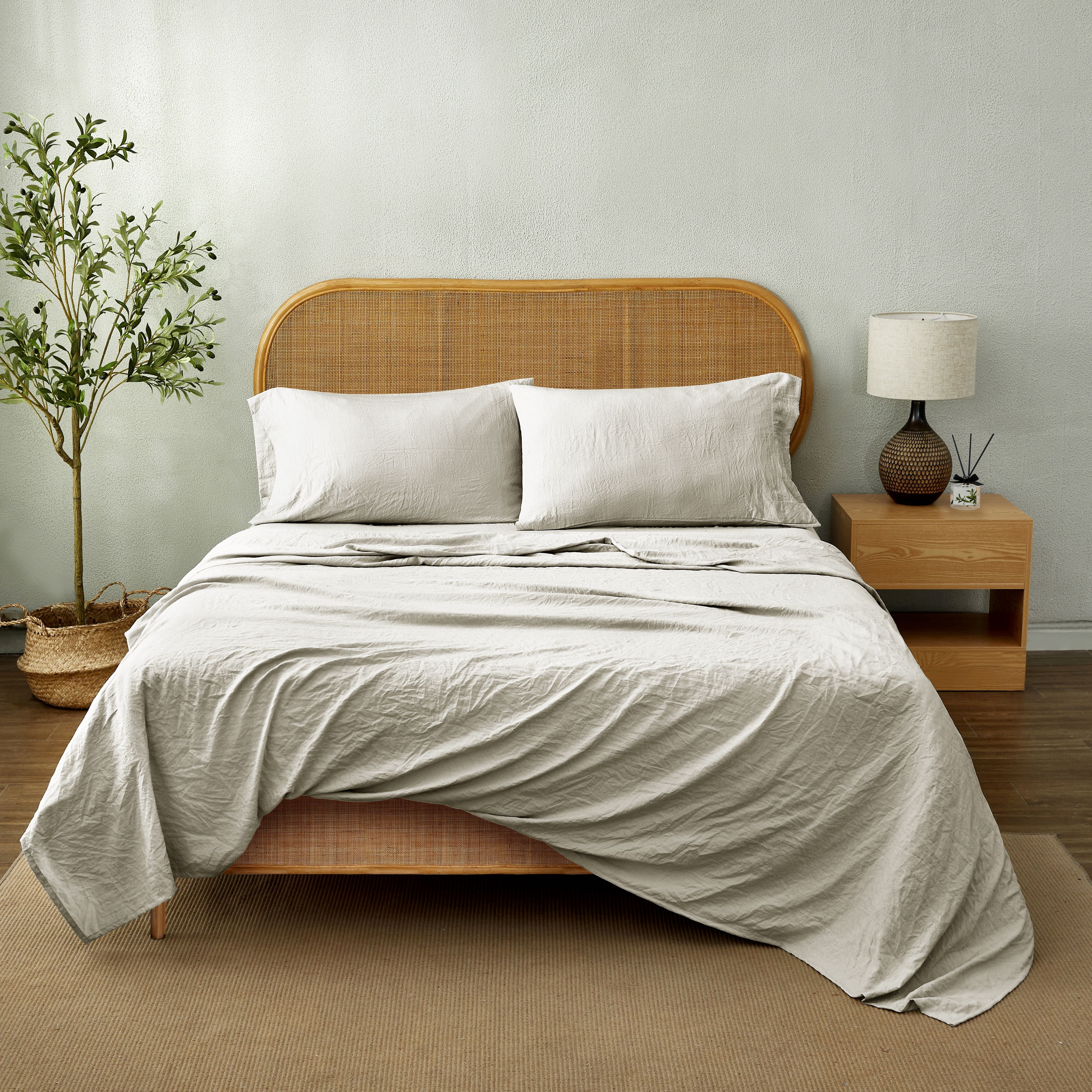 Mainstays Ensemble de draps en microfibre lavée ultra douce, Lit 2 Places, Papyrus Beige, 4 pièces.