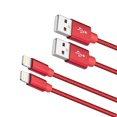 thumbnail image 1 of Câble de Chargeur USB 6 Pi, [Lot de 2] Cordon de Recharge Rapide USB ROFAY Compatible avec iPhone 14 Pro Max 13 Plus 12 11 Pro Max TP 8 7 et Plus, Rouge, 1 of 6