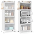thumbnail image 1 of Costway Étagère de Cuisine à 5 Niveaux Armoire de Rangement Mobile pour Micro-Ondes Portes Relevables Blanc, 1 of 10