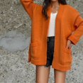 thumbnail image 4 of RXIRUCGD Chemisier à Manches Longues à Col en V pour Femme, Rayé, Ample, à Agencement de Couleurs, Orange, Taille : 3TG, 4 of 4