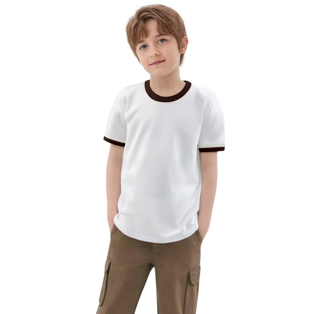 WEIYLL T-Shirts pour Garçons Débardeurs Patchwork de Couleurs Manches Courtes Col Rond Vêtements pour Enfants de 10-12 Ans