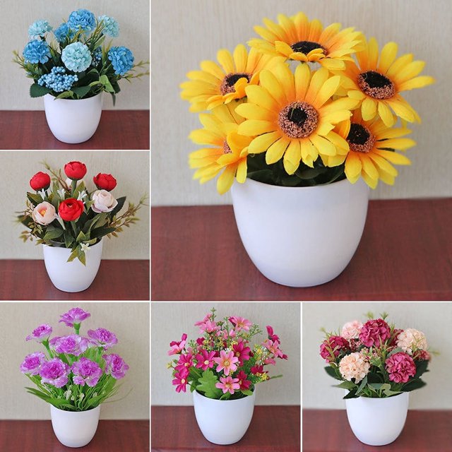 Silk Cloth Artificial Flower Bonsai Desktop Decoration Fake Flower Fake Potted Plant Interior Decoration Decorative Flower