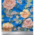thumbnail image 1 of Soimoi Cotton Voile Fabric Leaves & Rose Flower Printed Craft Fabric by the Yard 56 Inch Wide, 1 of 3