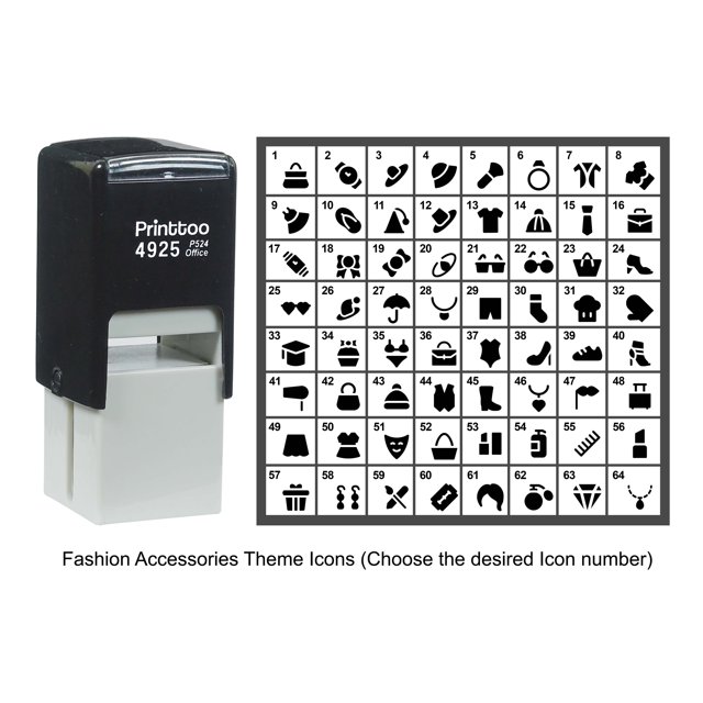 Printtoo Accessoires de Mode Personnalisés Icônes Tampon en Caoutchouc Tampon d'Encrage Automatique 24 mm-Rouge