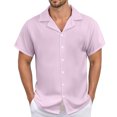thumbnail image 1 of Men's Casual Linen Shirt - Cuban Collar, Button Down, Breathable Material, Perfect for Summer & Vacation, 1 of 5