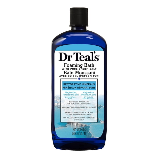 Dr Teal’s Foaming Bath with Pure Epsom Salt, Restorative Minerals, 34 fl oz