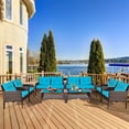 thumbnail image 2 of Costway 8PCS Patio Rattan Furniture Set Loveseat Sofa Coffee Table W/Turquoise Cushion, 2 of 9
