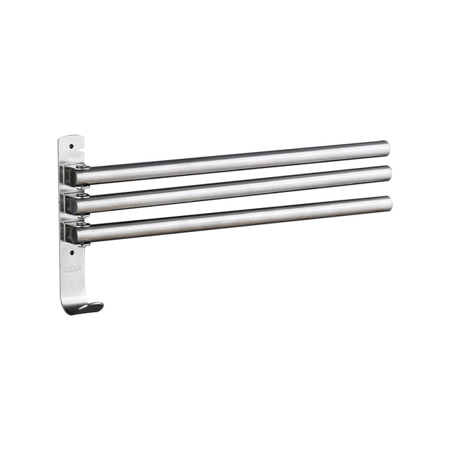 Swivel Out Towel Racks with Hooks 3-Bars Foldable Arms Bath Towel Hanger Wall Mount Towel