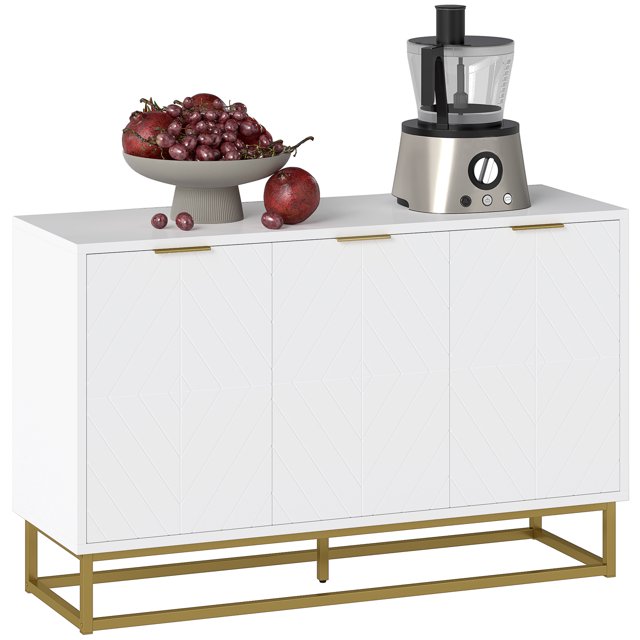 HOMCOM Buffet de Rangement à 3 Portes pour Salon, Blanc