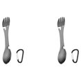 thumbnail image 3 of Transemion Stainless Steel Multifunctional Spork Bottle Opener Outdoor Camping Black 2Set, 3 of 6
