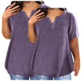 thumbnail image 1 of Plebaso Lot de 2 Hauts Grande Taille pour Femmes Col en V Manches Courtes T-Shirts Hauts Décontractés Confortables Chemisiers pour Femmes, 1 of 4