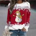 thumbnail image 2 of Rbaofujie Chandails pour Filles Noël Femmes Mode Décontractée Imprimé Col Rond Ample Manches Longues Hauts Blouse Chandails à Capuchon Rouges pour Femmes Tendance, 2 of 3