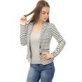thumbnail image 1 of INSPIRE CHIC Blazer à Rayures pour Femme à Revers Cranté, Manches Longues, Boutonné, m Blanc, 1 of 5