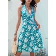 thumbnail image 3 of Robe d'Été Sans Manches Portefeuille à Col en V à Fleurs pour Femme Mini Robe Bleu m, 3 of 5