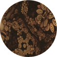 thumbnail image 1 of Ahgly Tapis Rond Lavable en Machine Intérieur Transitionnel Brun Selle, 3 Pieds Rond, 1 of 7