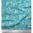 thumbnail image 1 of Soimoi Poly Georgette Fabric Leaves,Carrot & Rabbit Kids Printed Fabric 1 Yard 42 Inch Wide, 1 of 3