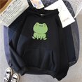 thumbnail image 2 of cllios Womens Cute Cartoon Frog Print Hoodies Long Sleeve Pullover Drawstring Hooded Sweatshirts, 2 of 3
