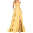 thumbnail image 1 of Pompotops Women's Solid Color Off Back Strap Long Dress Slim Off Shoulder Evening Dress, 1 of 6
